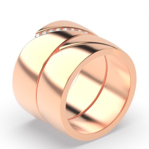 Channel Setting Round Rose Gold Couple tension set Couples Engagement Rings