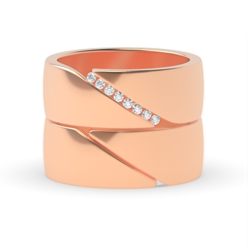 Channel Setting Round Rose Gold Couple tension set Couples Engagement Rings