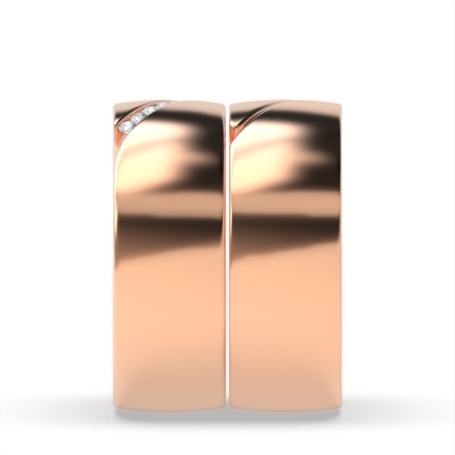 Channel Setting Round Rose Gold Couple tension set Couples Engagement Rings