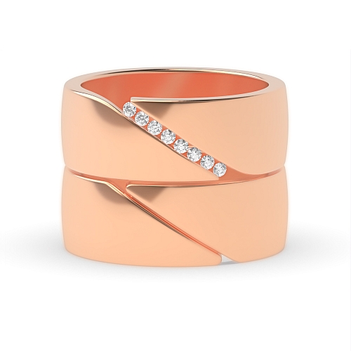 Channel Setting Round Rose Gold Couple tension set Couples Engagement Rings