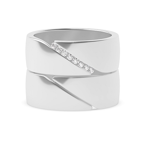 Channel Setting Round Couple tension set Naturally Mined Diamond Engagement Rings