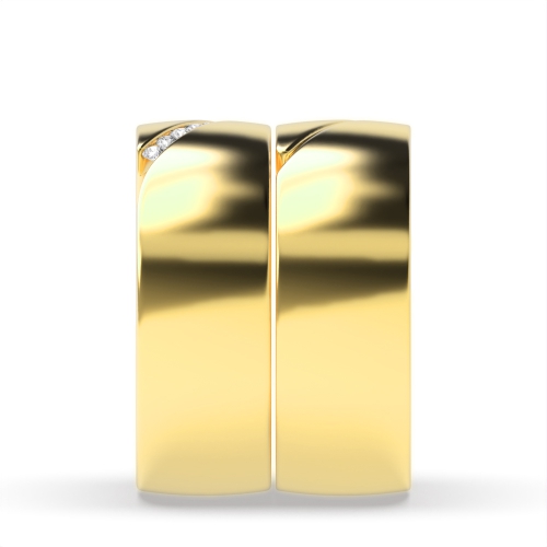 Channel Setting Round Yellow Gold Couple tension set Engagement Rings