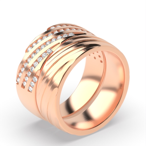 Channel Setting Round Rose Gold Couple Couples Diamond Rings