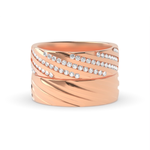 Channel Setting Round Rose Gold Couple Couples Diamond Rings