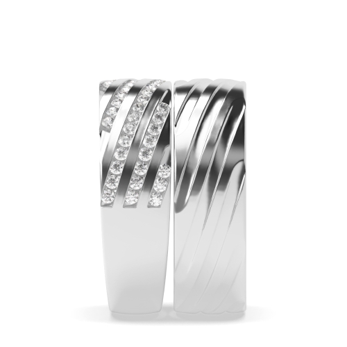 Channel Setting Round White Gold Couple Couples Diamond Rings