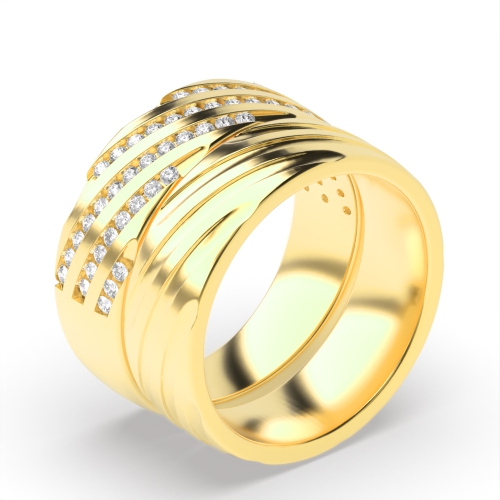 Channel Setting Round Yellow Gold Couple Couples Diamond Rings