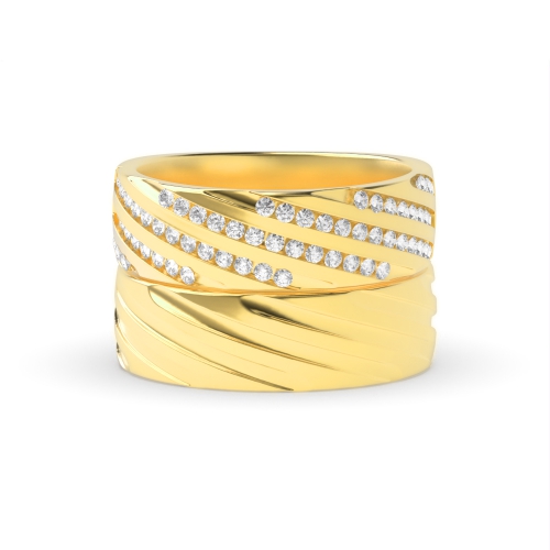 Channel Setting Round Yellow Gold Couple Couples Diamond Rings
