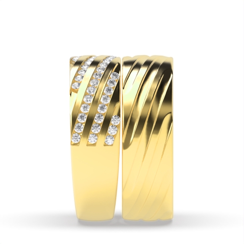 Channel Setting Round Yellow Gold Couple Couples Diamond Rings