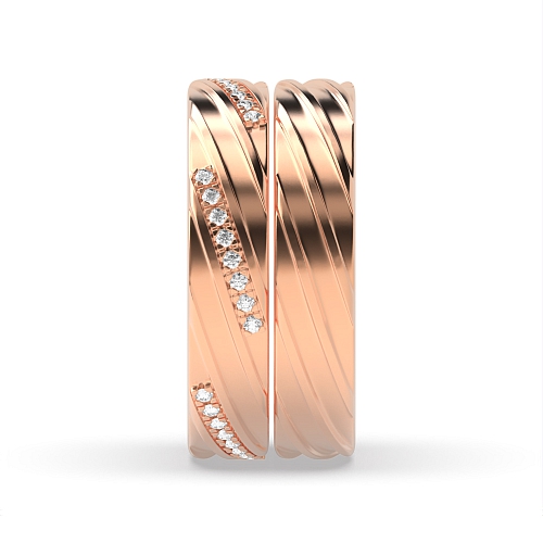 4 Prong Round Rose Gold Jewel-toned Couples Engagement Rings