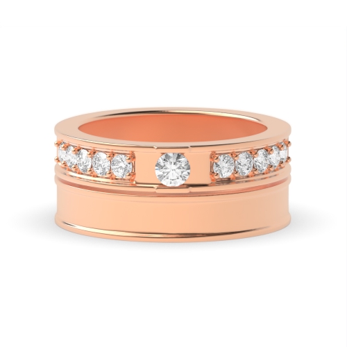 Channel Setting Round Rose Gold stackable  Couples Engagement Rings