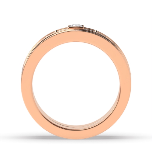 Channel Setting Round Rose Gold stackable  Couples Engagement Rings