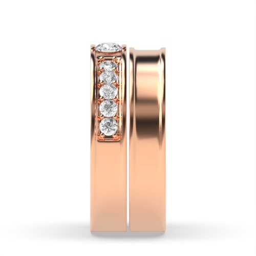 Channel Setting Round Rose Gold stackable  Couples Engagement Rings