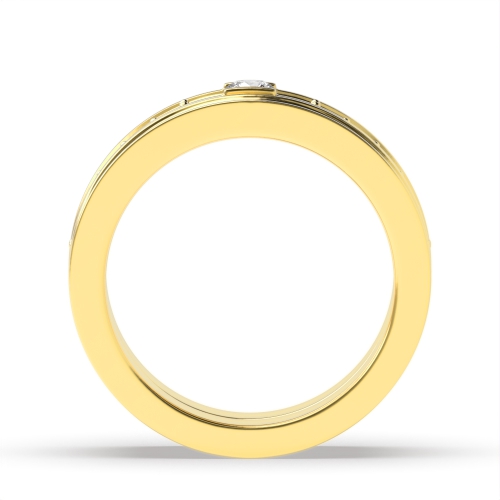 Channel Setting Round Yellow Gold stackable  Couples Engagement Rings
