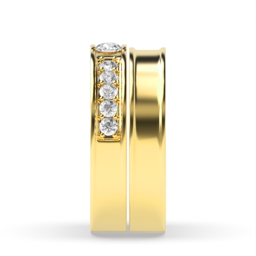 Channel Setting Round Yellow Gold stackable  Couples Engagement Rings