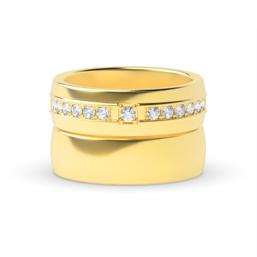 4 Prong Round Yellow Gold Divine Couples Engagement Rings