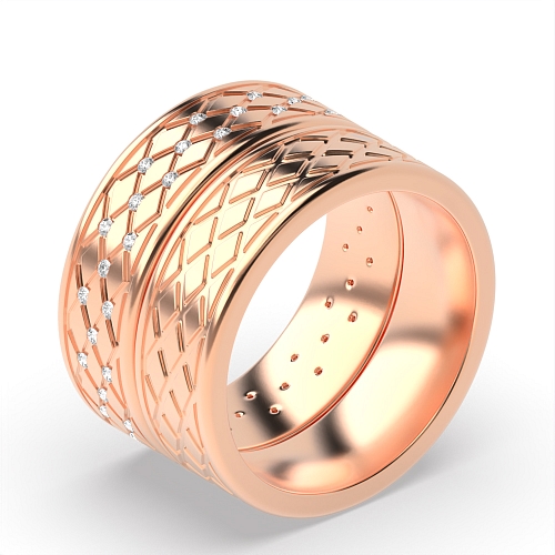 Channel Setting Round Rose Gold Couple band Couples Engagement Rings