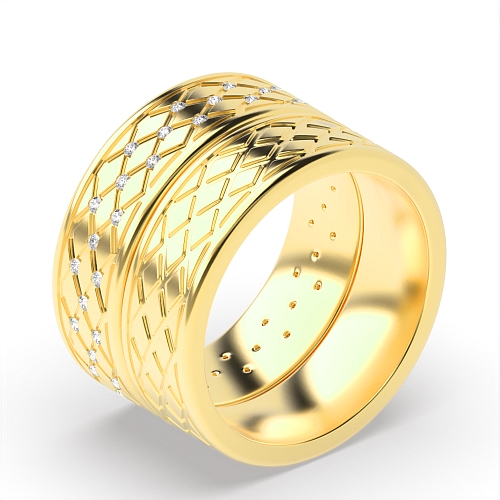 Channel Setting Round Yellow Gold Couple band Couples Engagement Rings