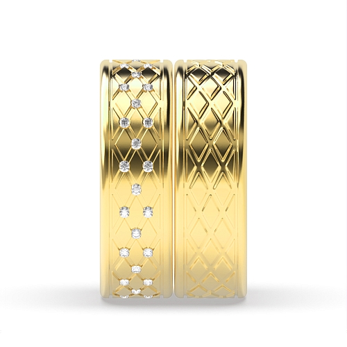 Channel Setting Round Yellow Gold Couple band Couples Engagement Rings