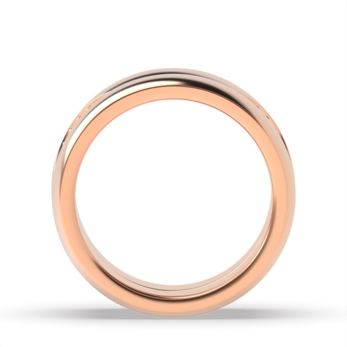 Pave Setting Round Rose Gold Couple band wavy Couples Engagement Rings