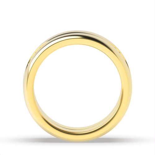 Pave Setting Round Yellow Gold Couple band wavy Couples Engagement Rings