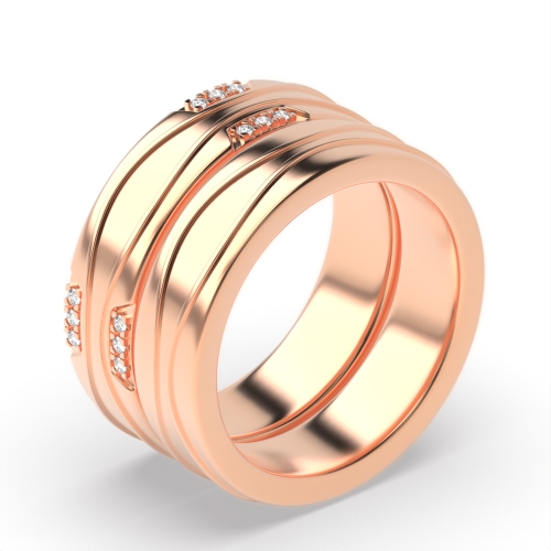 Pave Setting Round Rose Gold Wedding couple band Couples Engagement Rings
