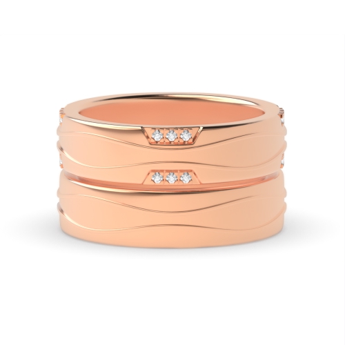 Pave Setting Round Rose Gold Wedding couple band Couples Engagement Rings