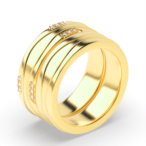 Pave Setting Round Yellow Gold Wedding couple band Couples Engagement Rings