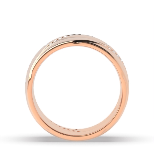 Bezel Setting Round Rose Gold Couple and channel set Couples Engagement Rings