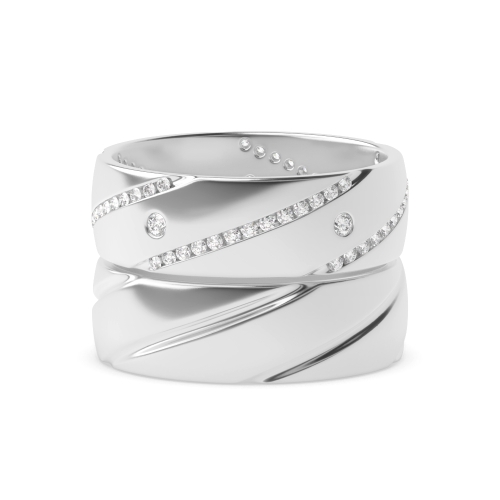 Bezel Setting Round Couple and channel set Couples Engagement Rings