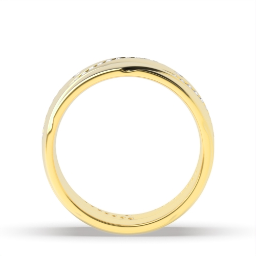 Bezel Setting Round Yellow Gold Couple and channel set Couples Engagement Rings