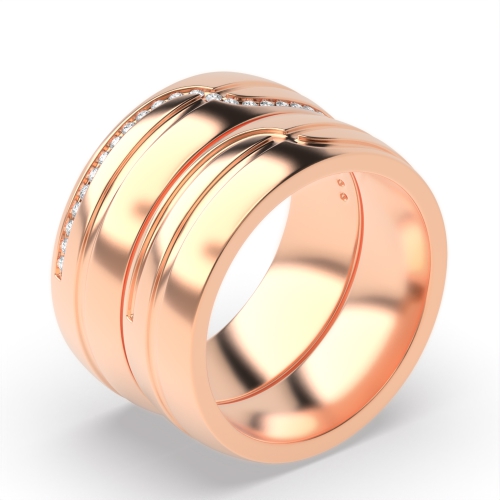 Channel Setting Round Rose Gold Infinity Couples Engagement Rings