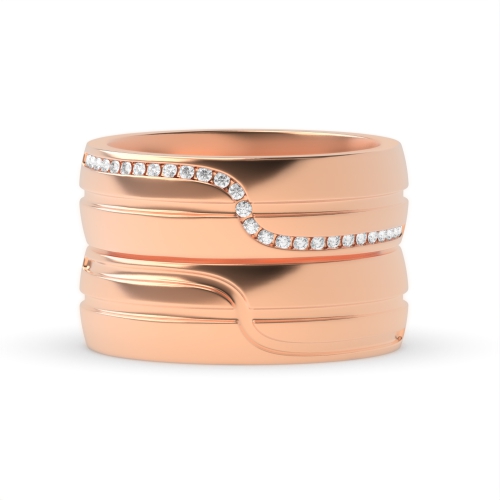 Channel Setting Round Rose Gold Infinity Couples Engagement Rings