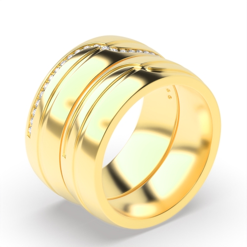 Channel Setting Round Yellow Gold Infinity Couples Engagement Rings
