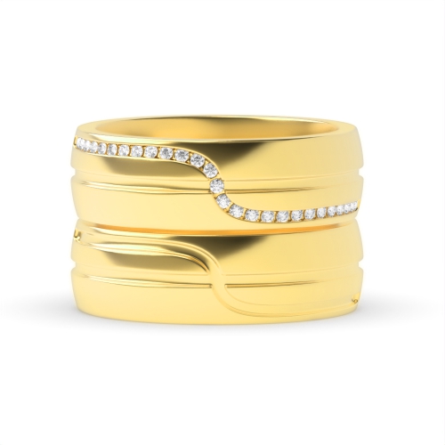 Channel Setting Round Yellow Gold Infinity Couples Engagement Rings