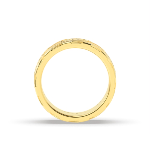 Pave Setting Round Yellow Gold Couple zig zag diamond Couples Engagement Rings