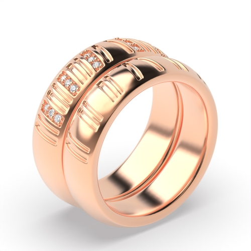 Pave Setting Round Rose Gold Couple unique Couples Engagement Rings