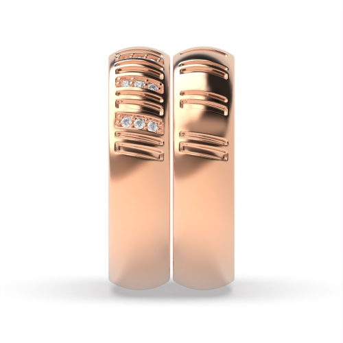 Pave Setting Round Rose Gold Couple unique Couples Engagement Rings