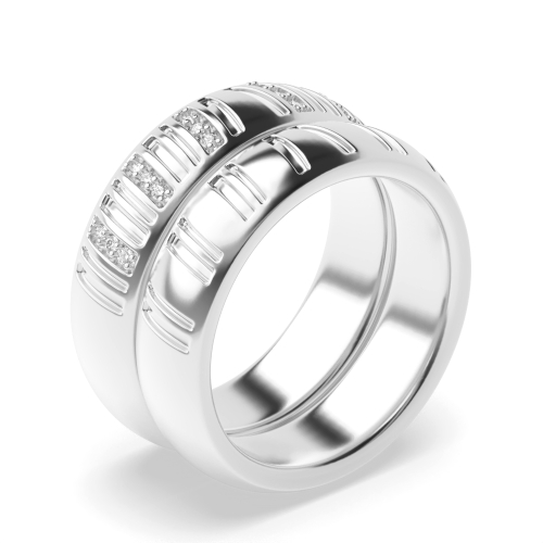 Pave Setting Round Couple unique Couples Engagement Rings