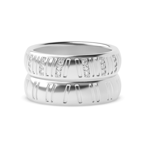 Pave Setting Round Couple unique Couples Engagement Rings