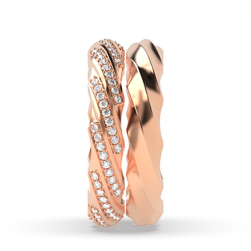 Pave Setting Round Rose Gold Unique couple Couples Engagement Rings