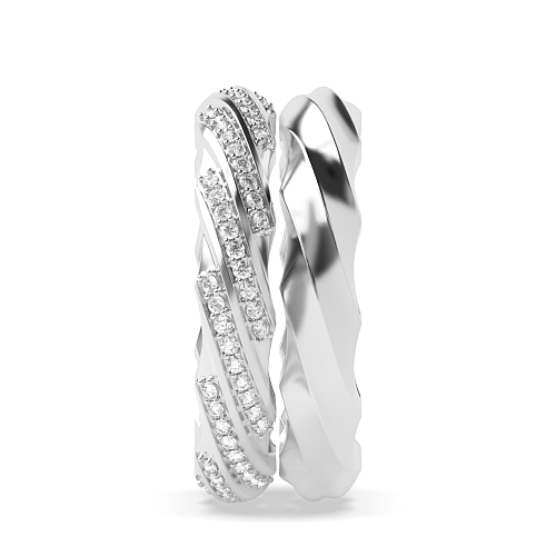 Pave Setting Round Unique couple Couples Engagement Rings