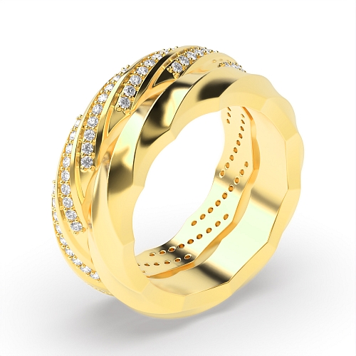 Pave Setting Round Yellow Gold Unique couple Couples Engagement Rings