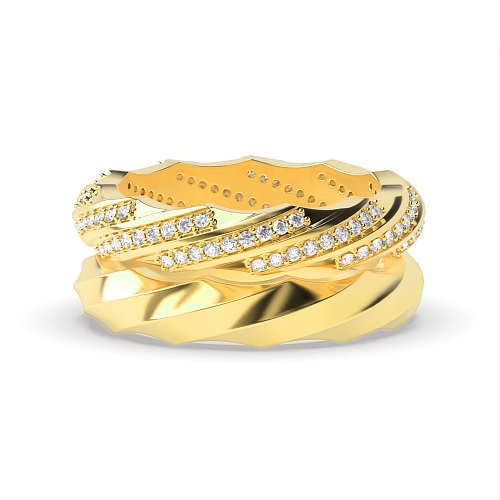 Pave Setting Round Yellow Gold Unique couple Couples Engagement Rings