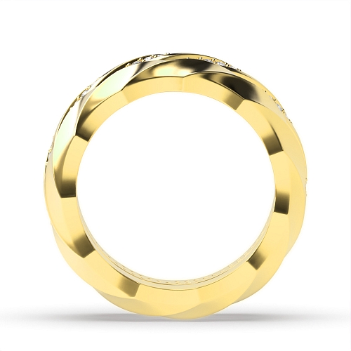 Pave Setting Round Yellow Gold Unique couple Couples Engagement Rings