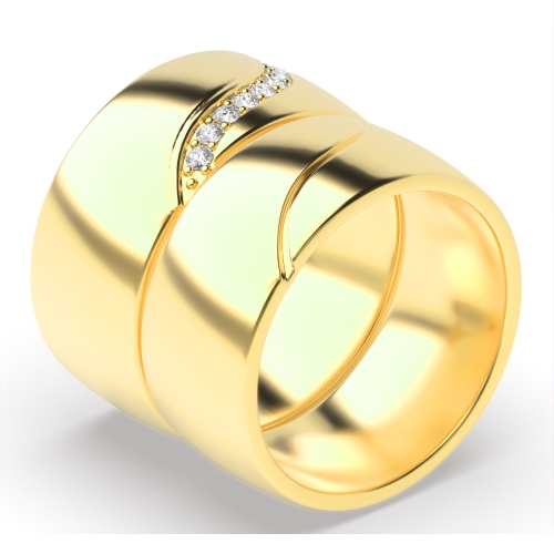 4 Prong Round Yellow Gold Venerated Couples Engagement Rings