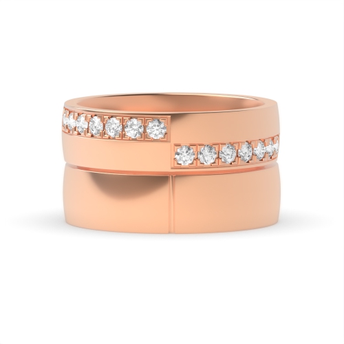 4 Prong Round Rose Gold Glow Couples Engagement Rings