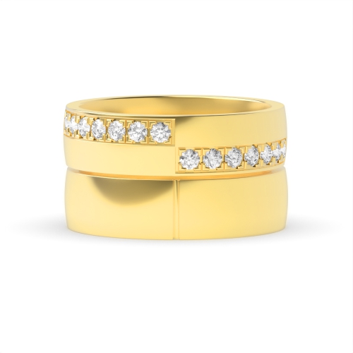 4 Prong Round Yellow Gold Glow Couples Engagement Rings