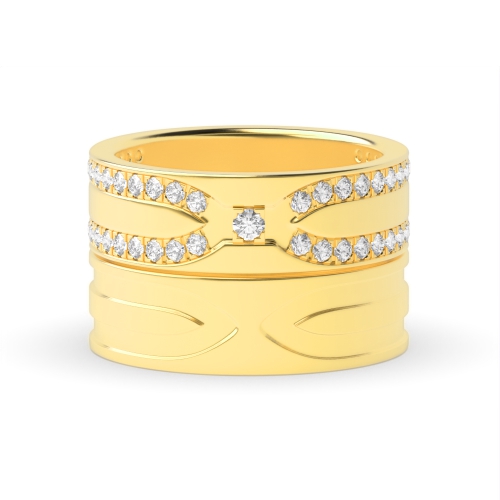 4 Prong Round Yellow Gold Couple Couples Engagement Rings