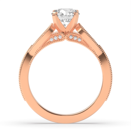 4 Prong Round Rose Gold Zac zac posen vintage miligrain scalloped Vintage Wedding Engagement Rings