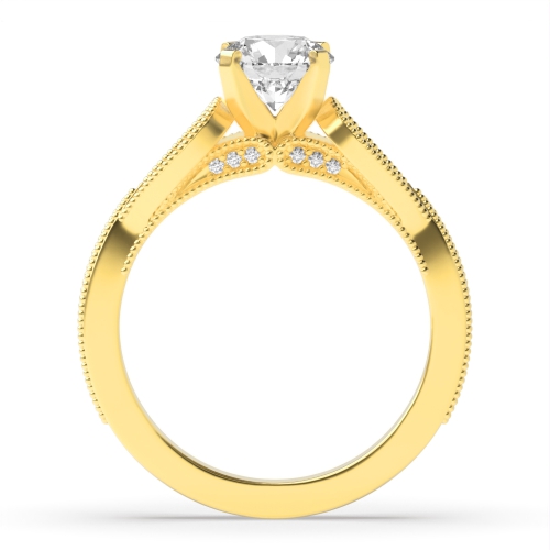 4 Prong Round Yellow Gold Zac zac posen vintage miligrain scalloped Vintage Engagement Rings